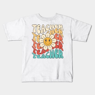 Retro Teacher Daisy Colorful - Elementary School Teacher Kids T-Shirt